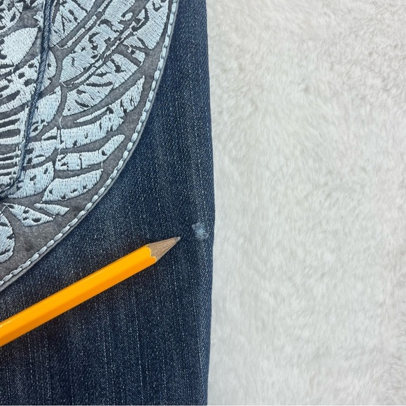 Ablanche Jeans Mens 36x32 Blue Denim Jeans Skater Y2K Style Embroidery Wings - Picture 15 of 16